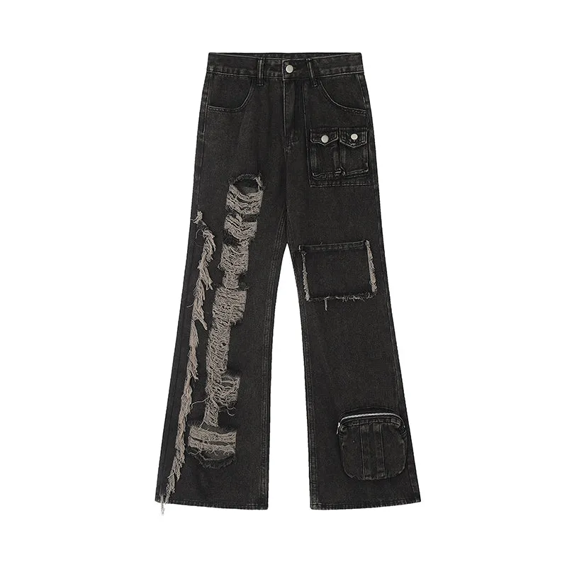 【24s January.】Retro Ripped Multi-pocket Cargo Jeans