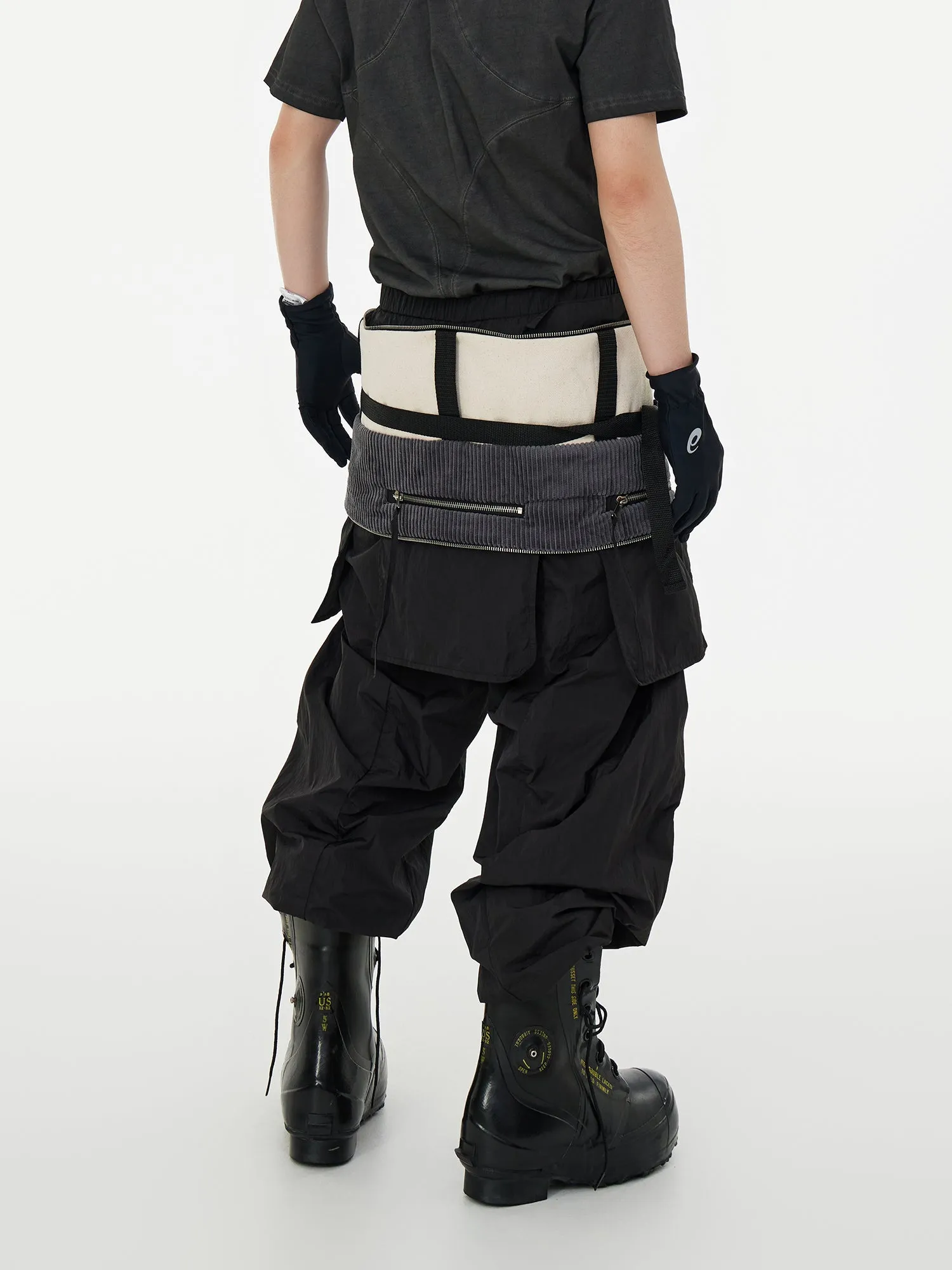 【24s May.】Removable Zippered Paneled Cargo Pants