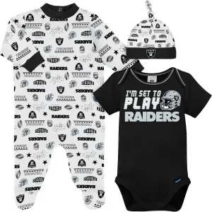 3-Piece Baby Boys Las Vegas Raiders Bodysuit, Sleep 'N Play, and Cap Set