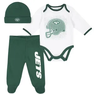 3-Piece Baby Boys New York Jets Bodysuit, Footed Pant, and Cap Set