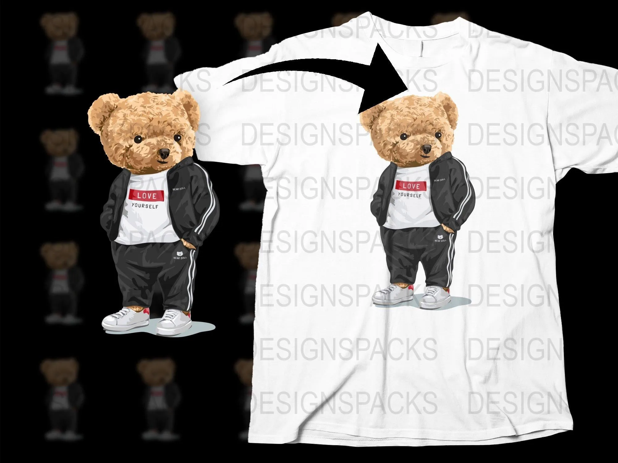 Adorable Teddy Bear Graphic Illustration Png Digital Download