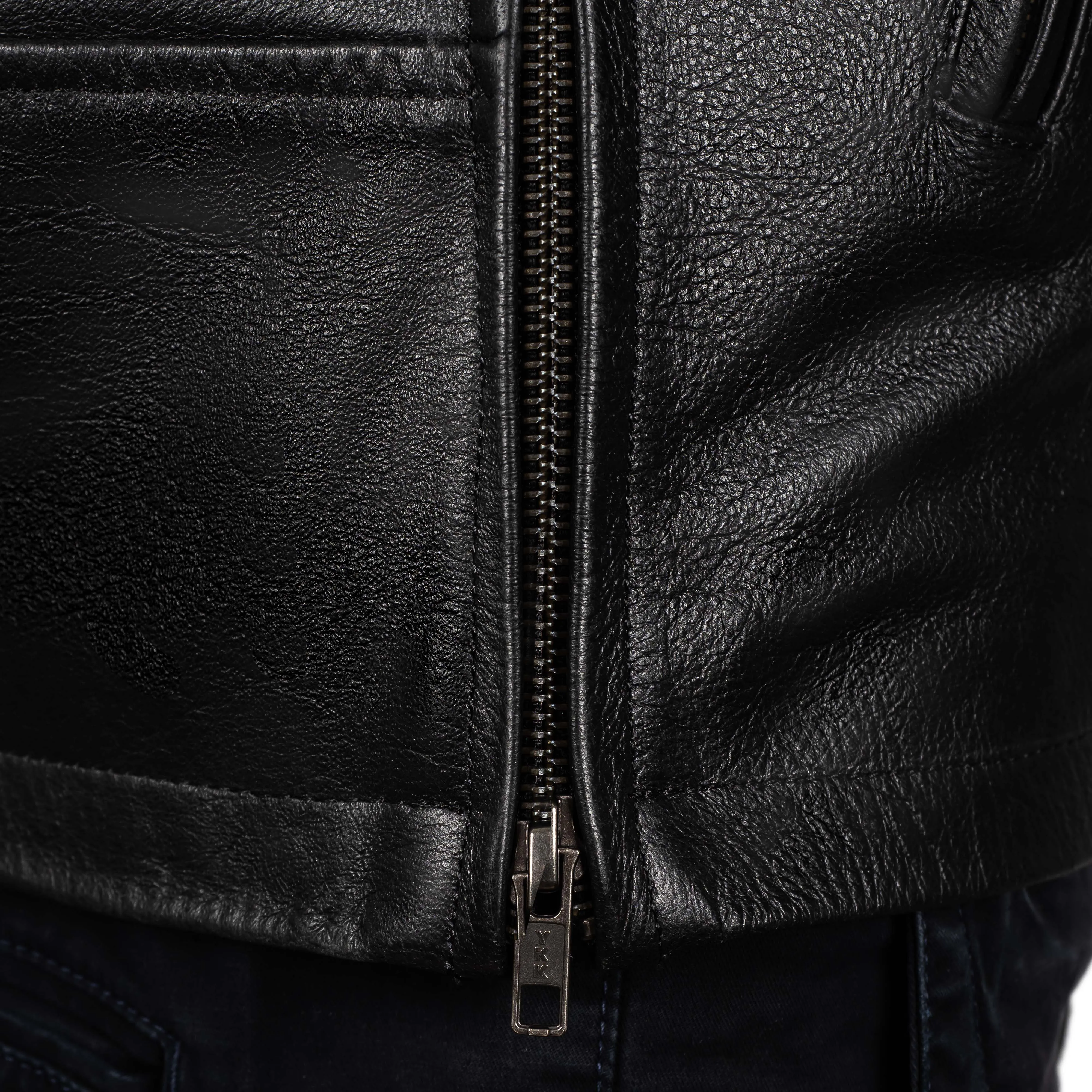 ADRENALINE BLACK MOTORCYCLE LEATHER JACKET