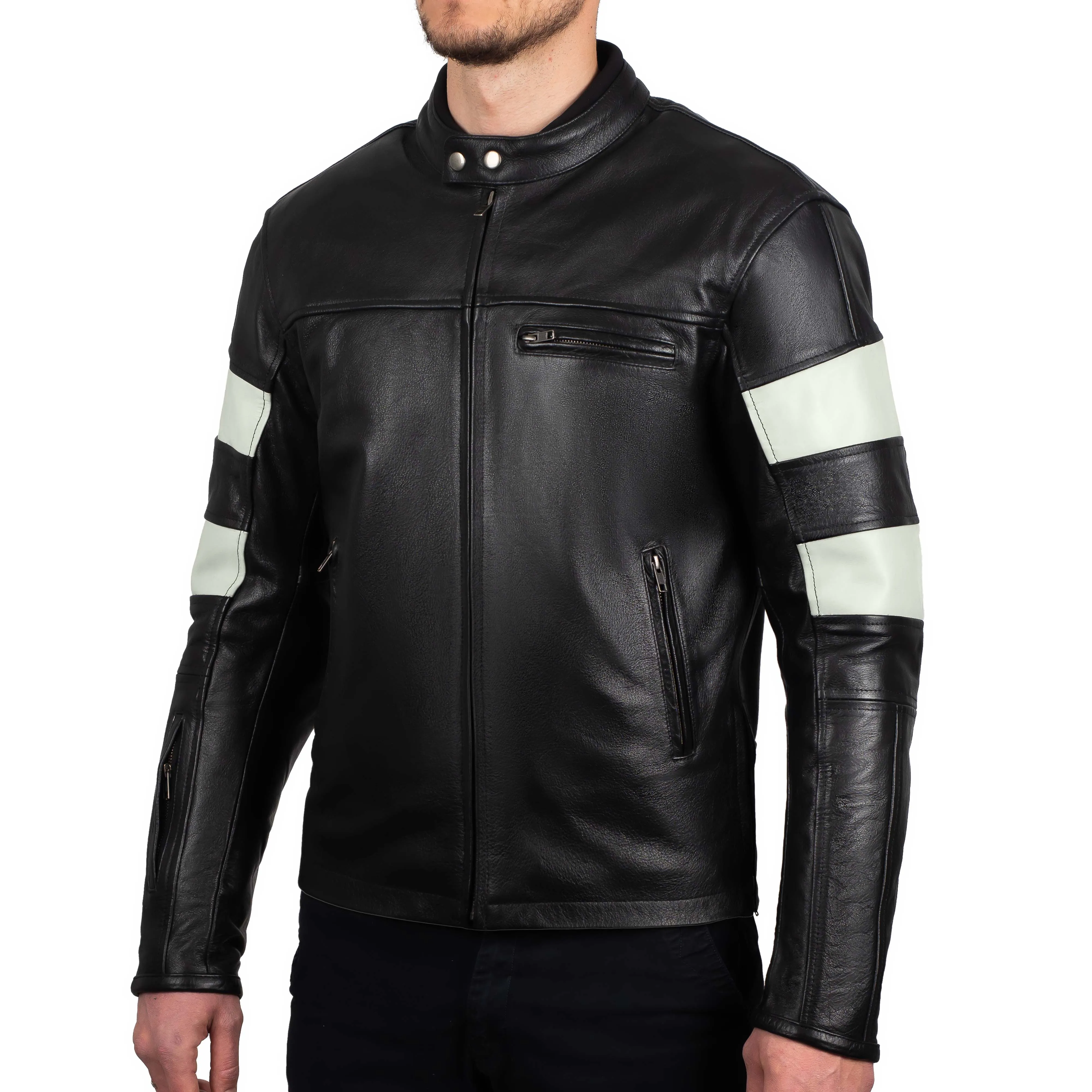 ADRENALINE BLACK MOTORCYCLE LEATHER JACKET