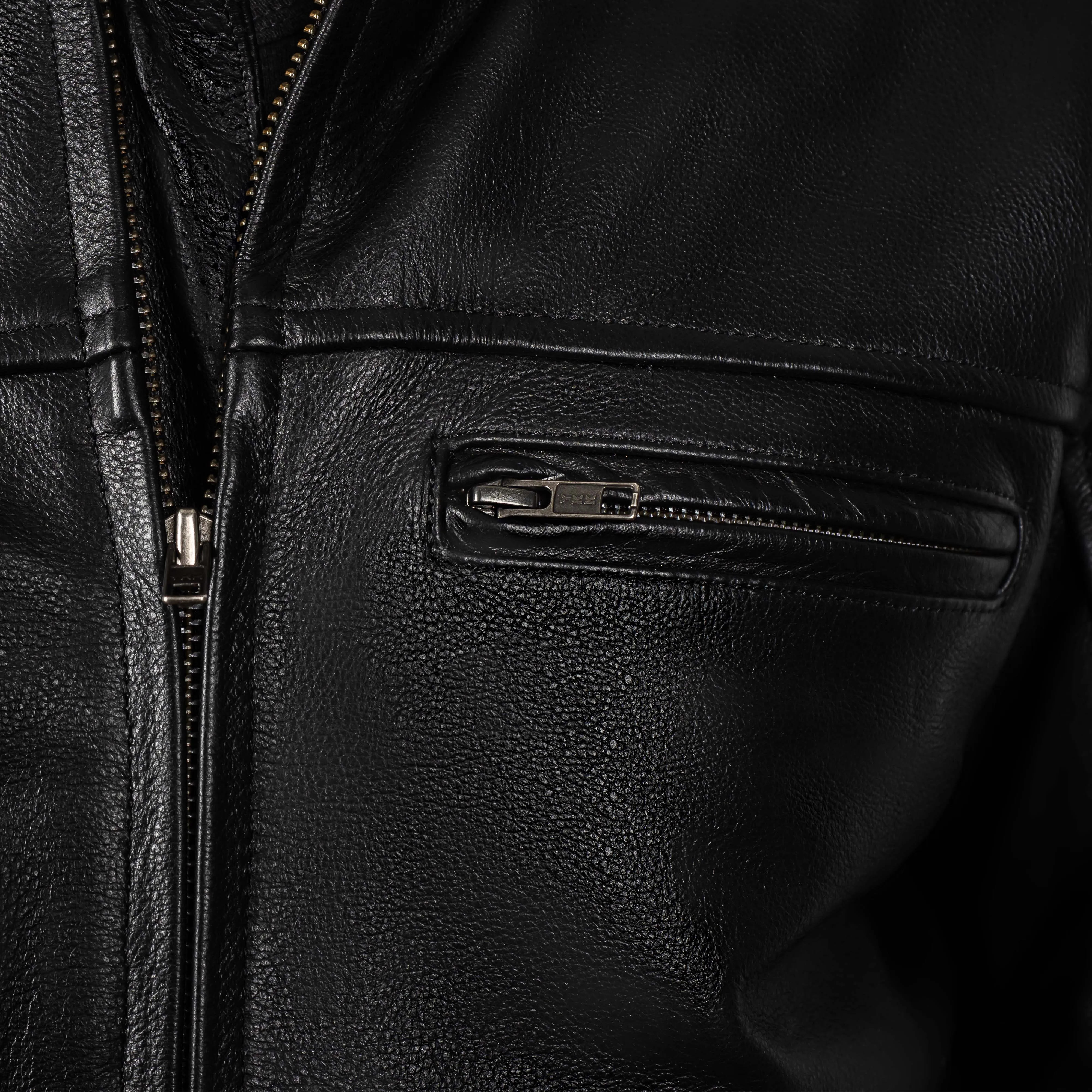 ADRENALINE BLACK MOTORCYCLE LEATHER JACKET