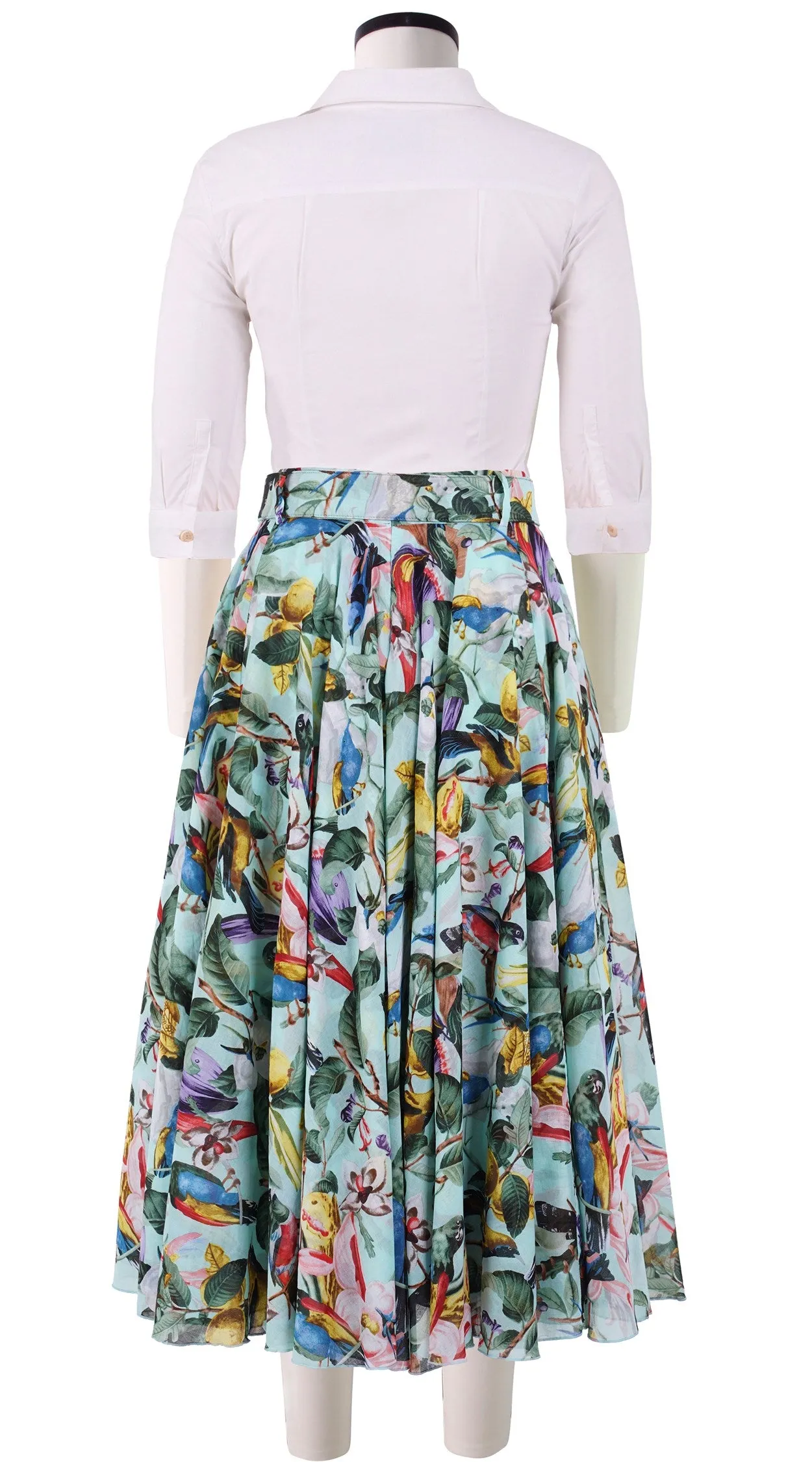 Aster Skirt #1 with Belt Midi Length Cotton Musola (Blue Bird)