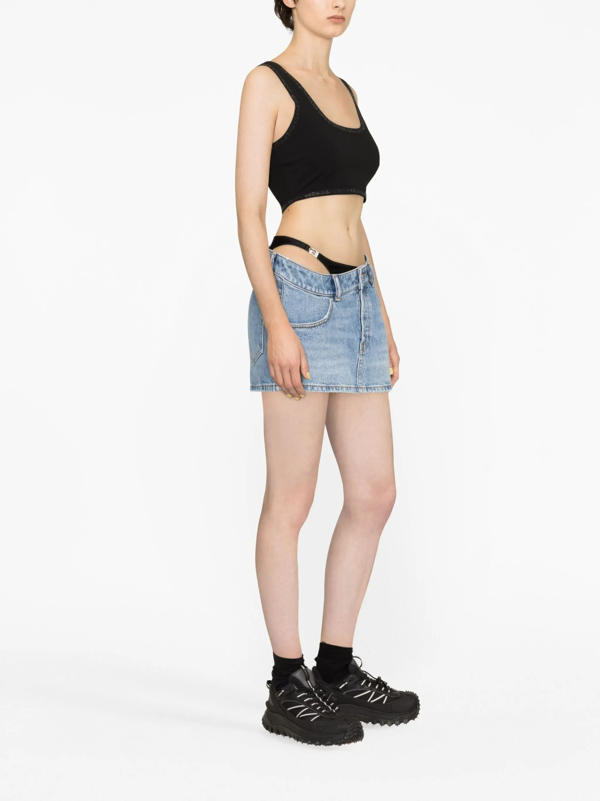 Asymmetric Bikini Layer Mini Skirt In Denim