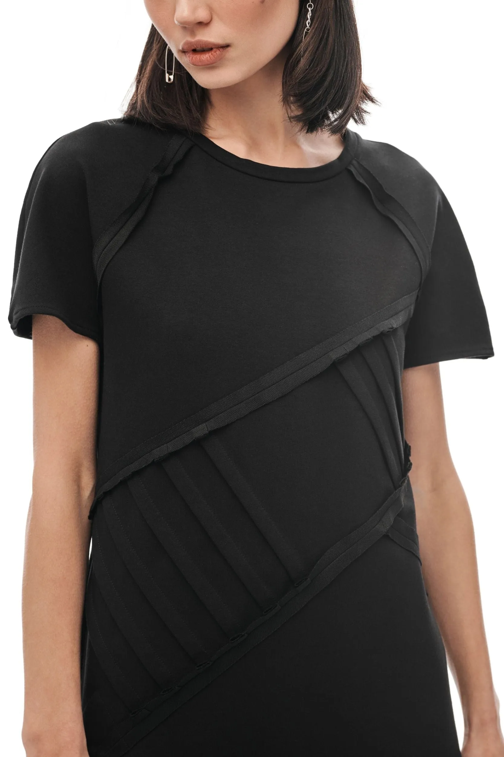 Asymmetric Black T-shirt Dress