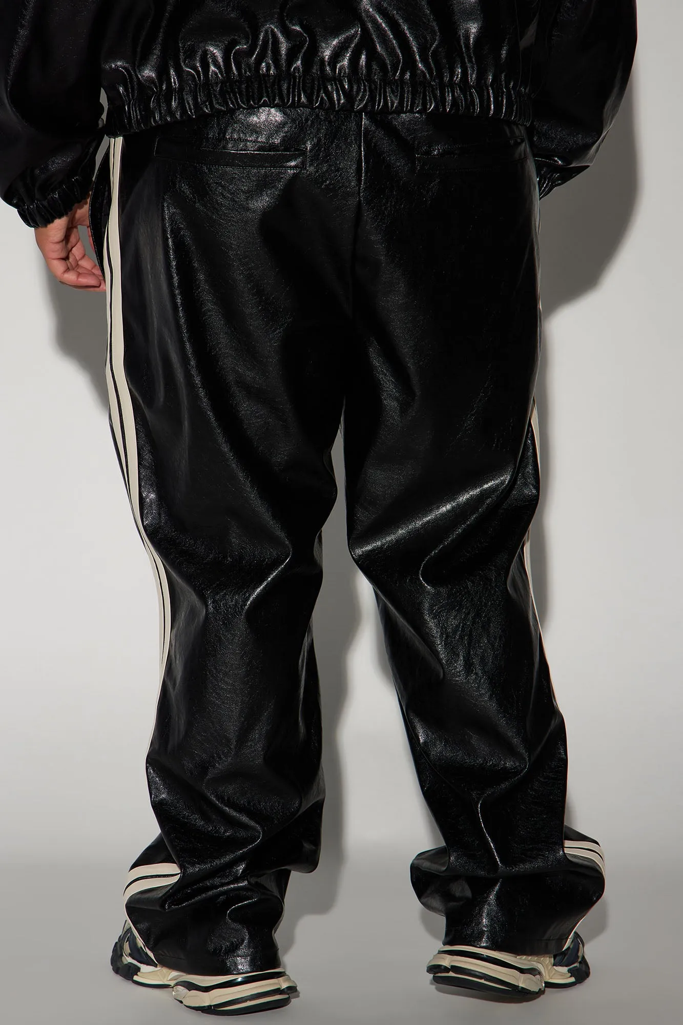 Baker Faux Leather Track Pants - Black/combo