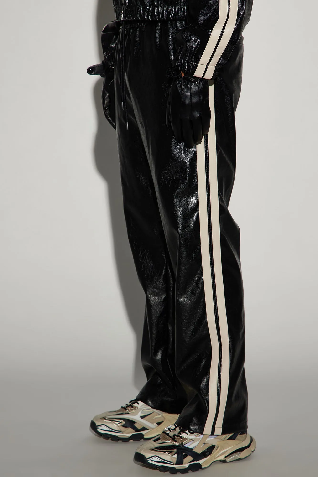 Baker Faux Leather Track Pants - Black/combo