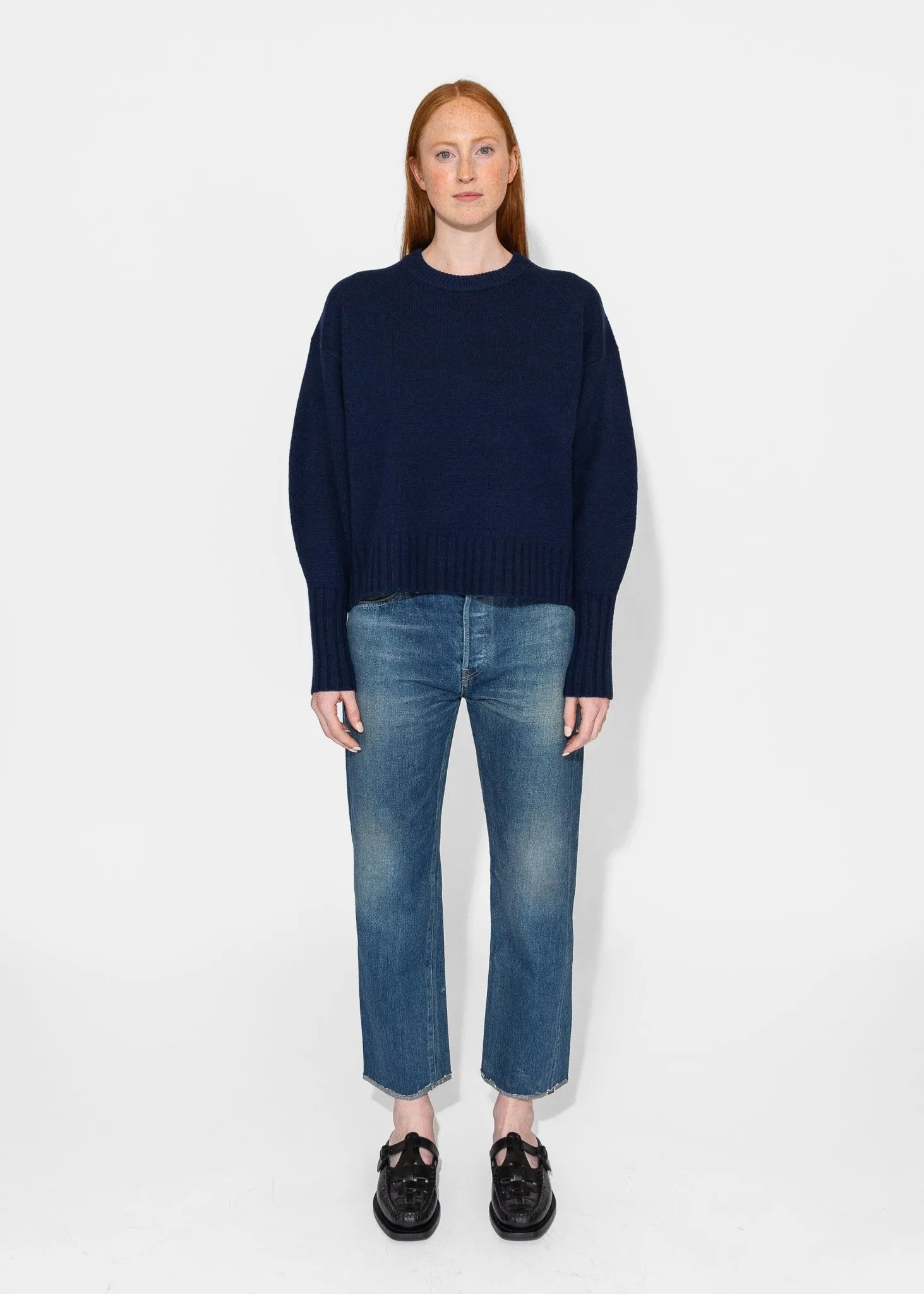 Balloon Sleeve Sweater in Indigo