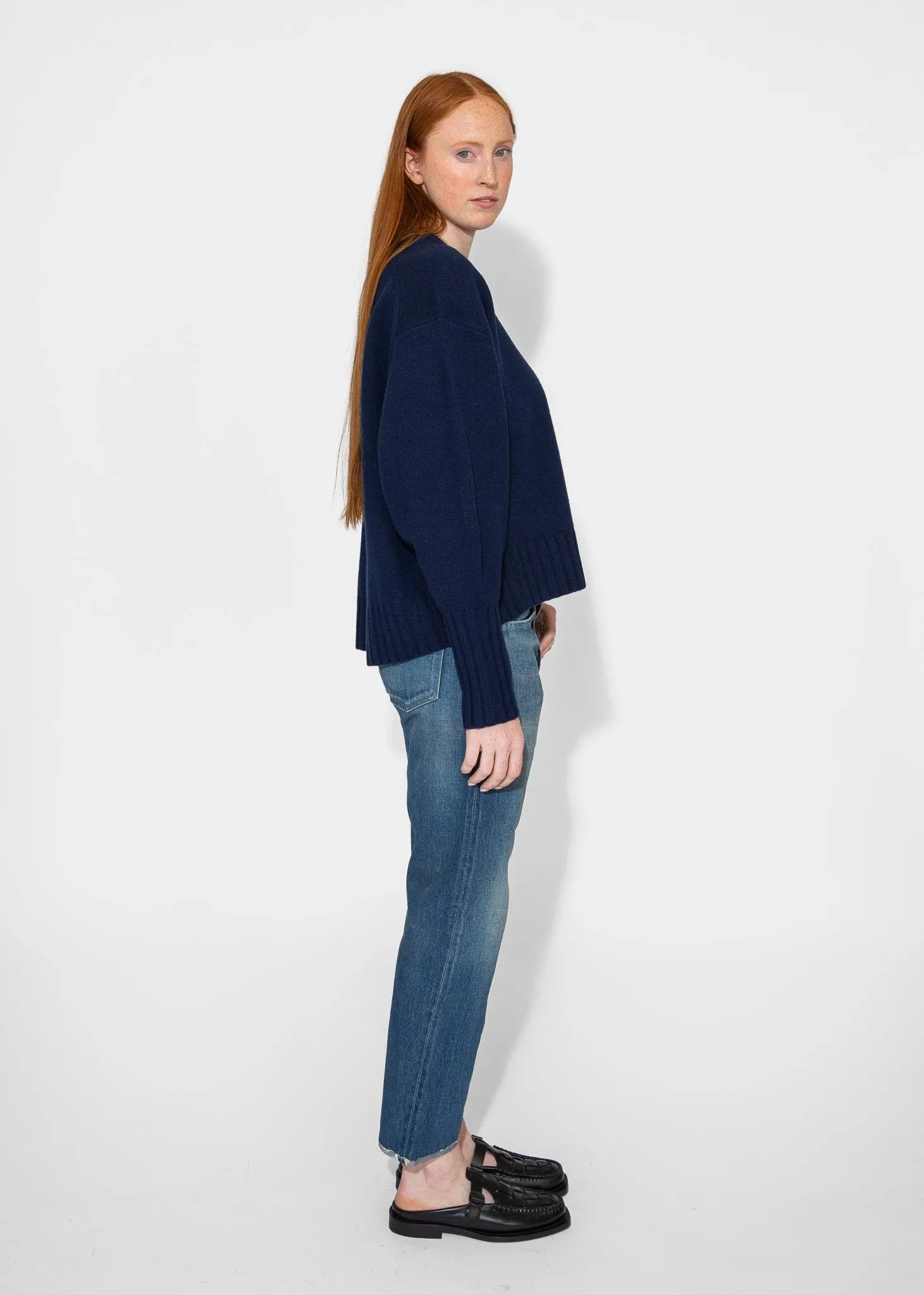 Balloon Sleeve Sweater in Indigo