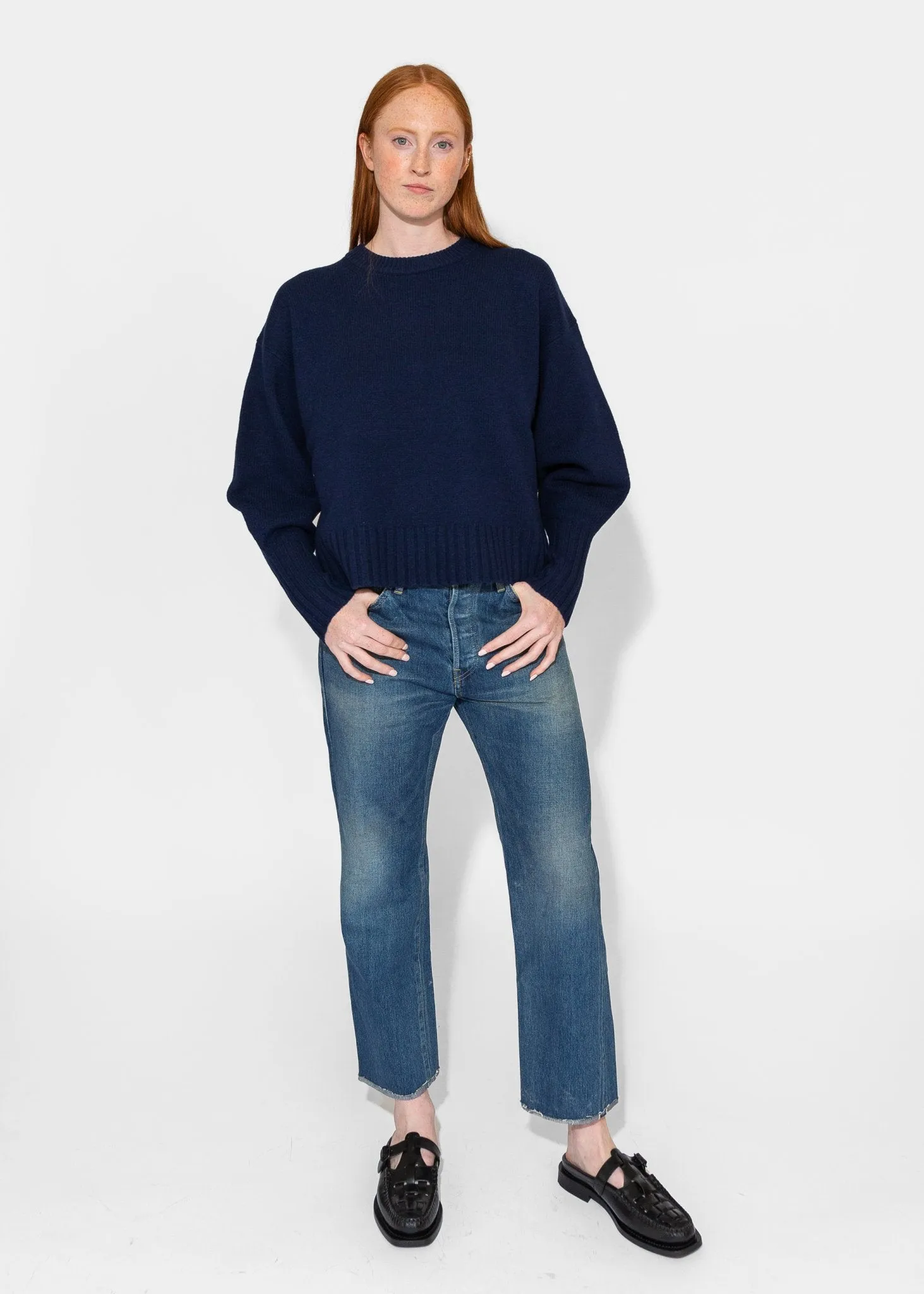 Balloon Sleeve Sweater in Indigo