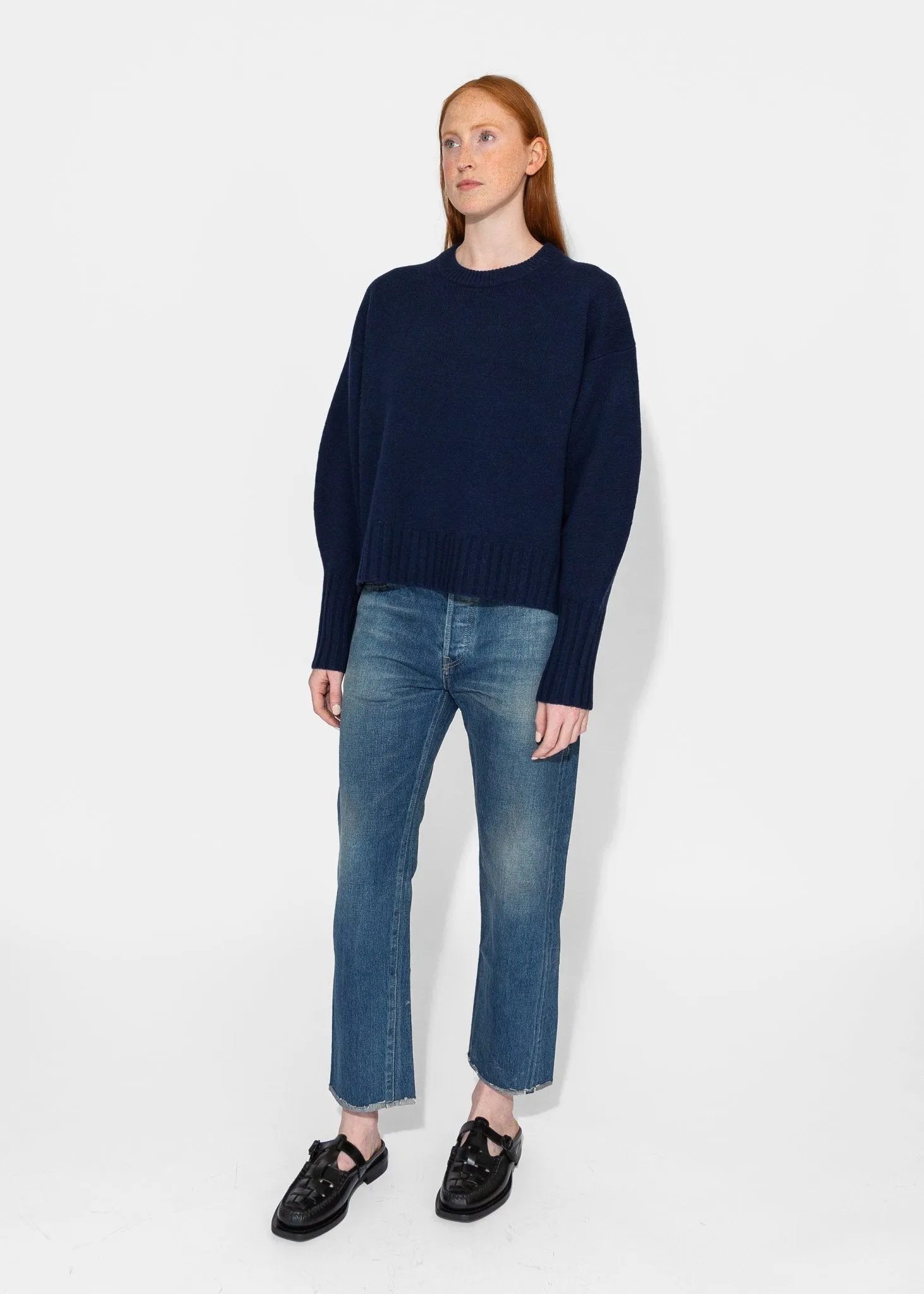 Balloon Sleeve Sweater in Indigo