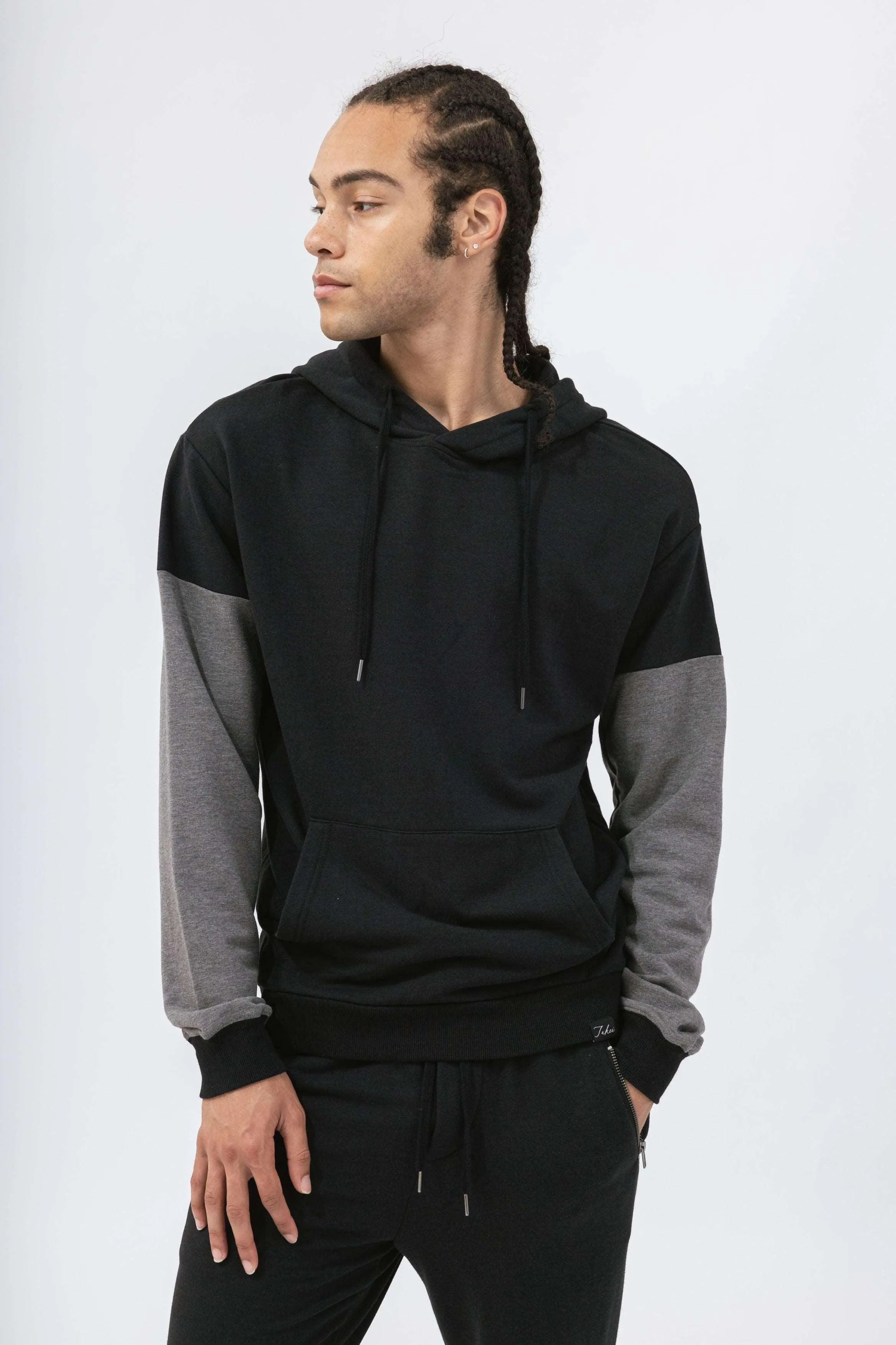 Bamboo Brushed-Back Color Block Hoodie