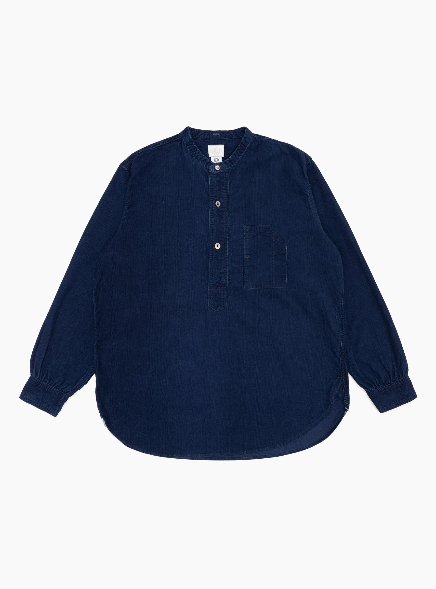 Band Collar Shirt Cotton Corduroy Indigo