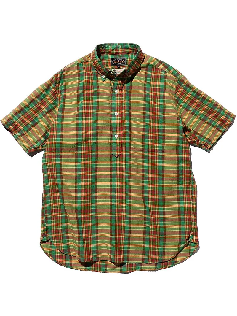 Beams Plus BD Pullover Green Madras