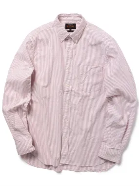 Beams Plus Button Down Oxford Candy Stripe Wine