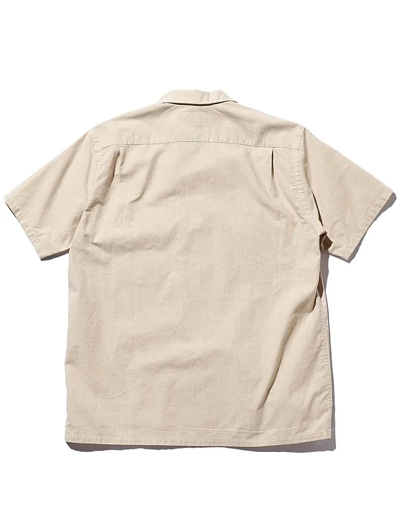 Beams Plus Open Collar Linen Panama Sand