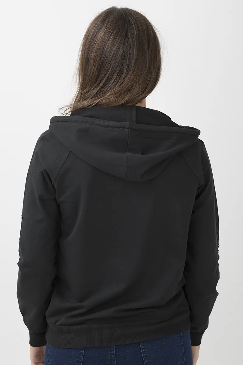 Black Distressed Hoodie - Kiera