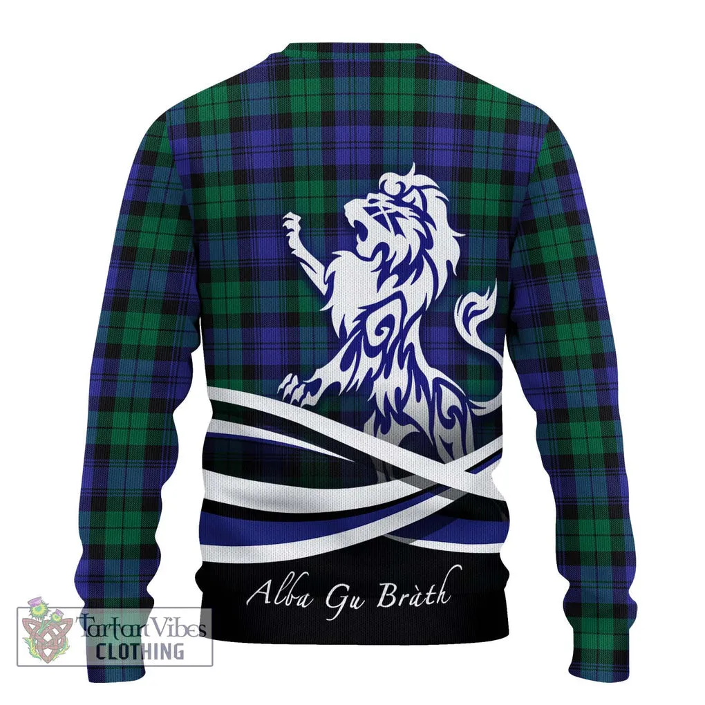 Black Watch Modern Tartan Ugly Sweater with Alba Gu Brath Regal Lion Emblem