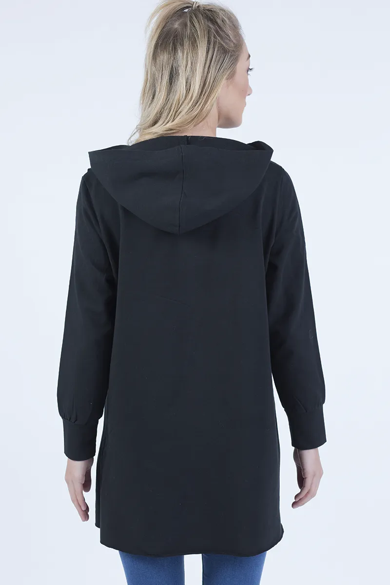 Black Wrap Around Oversized Hoodie - Yasmin