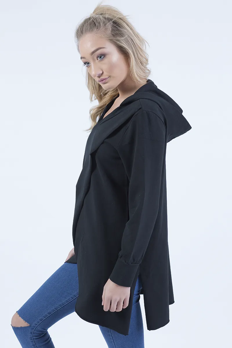 Black Wrap Around Oversized Hoodie - Yasmin