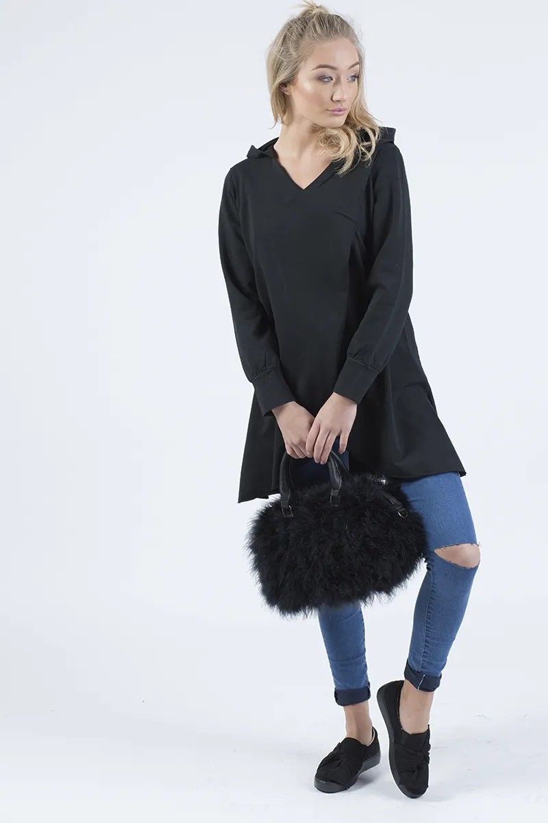 Black Wrap Around Oversized Hoodie - Yasmin