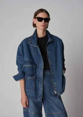 Bomber Jacket in Denim - Indigo