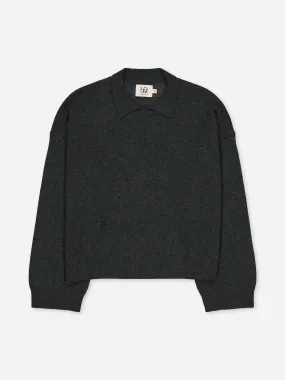 BOXY POLO SWEATER ANTHRACITE <br> - TO PERSONALIZE -