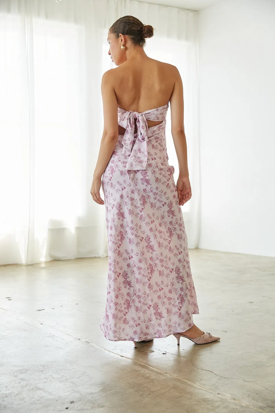 Britt Strapless Tie Back Maxi Dress