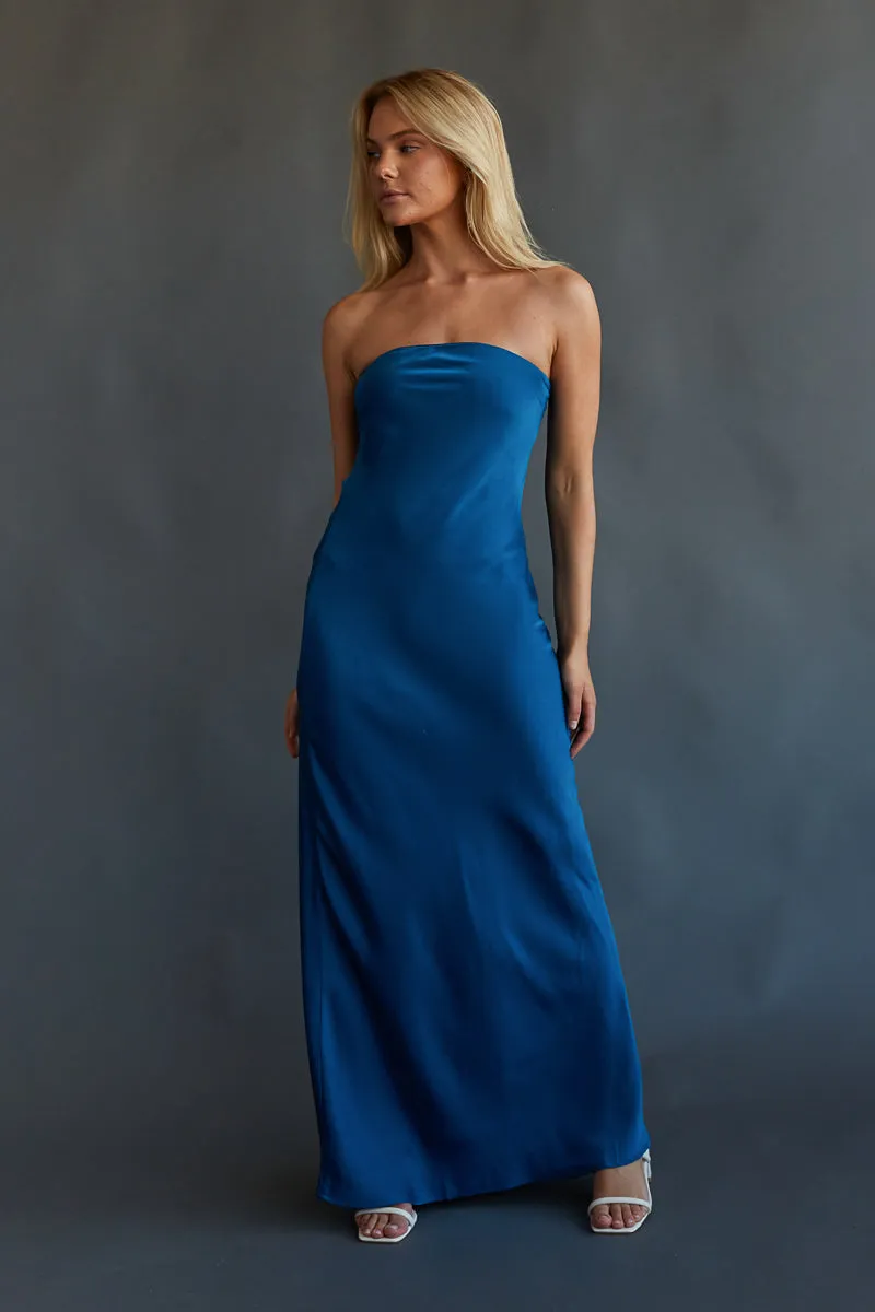 Britt Strapless Tie Back Maxi Dress