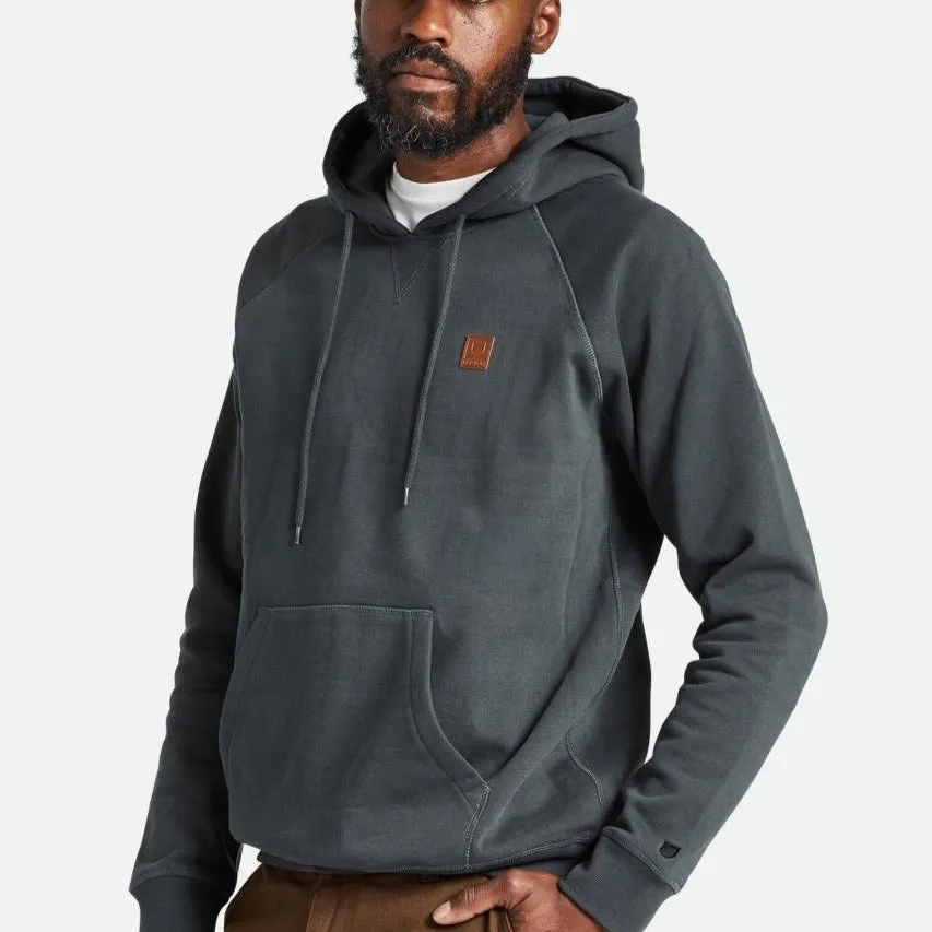 BRIXTON BUILDERS FLEECE HOOD WASHED BLACK