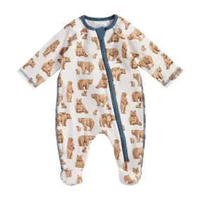 Camping Adventure Brown Bear Print Baby Boys 1 Pc Sleeper