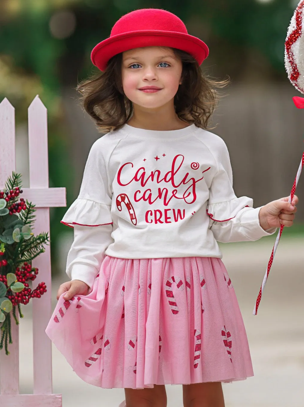 Candy Cane Crew Christmas Tutu Skirt Set