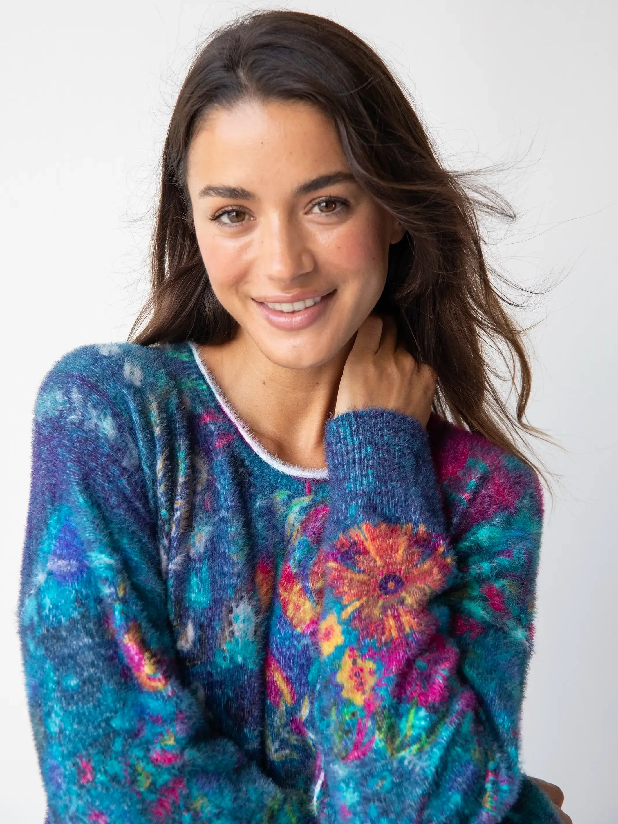 Cashmere-like Pullover Sweater - Indigo Borders