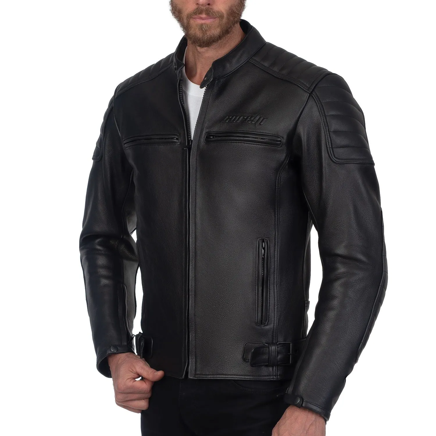 CHALLENGER BLACK MOTORCYCLE LEATHER JACKET