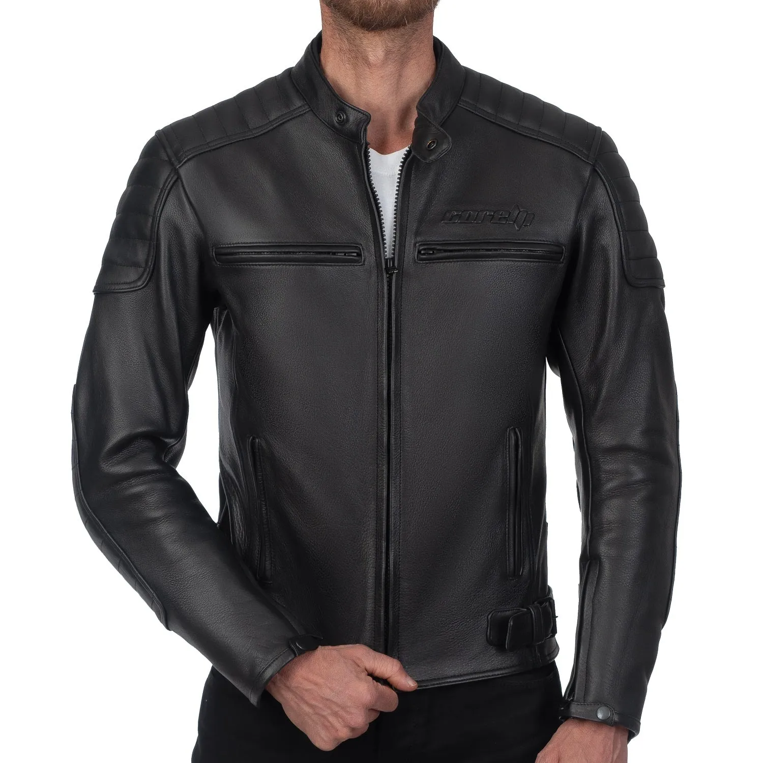 CHALLENGER BLACK MOTORCYCLE LEATHER JACKET