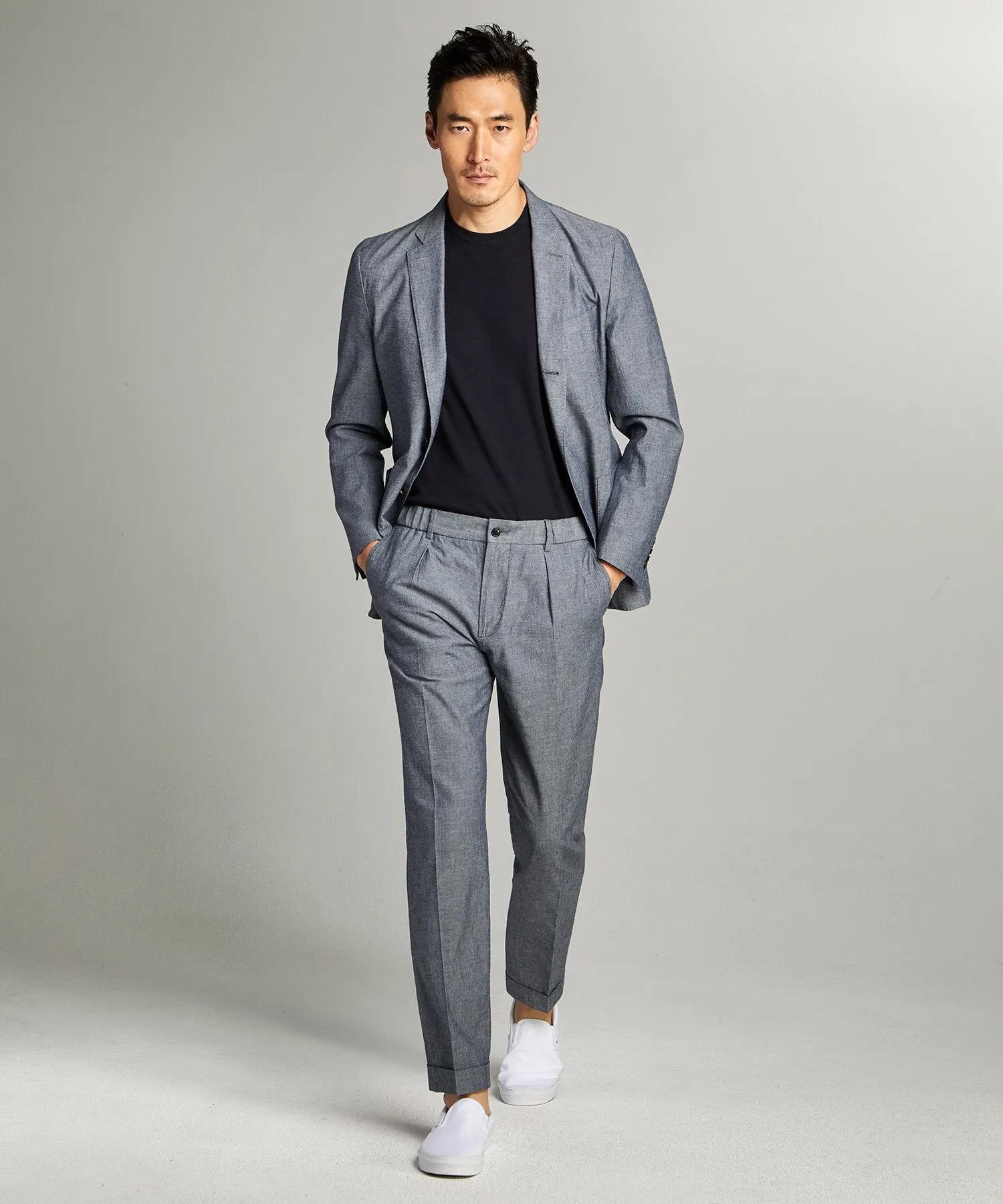 Chambray Traveler Suit Jacket in Indigo