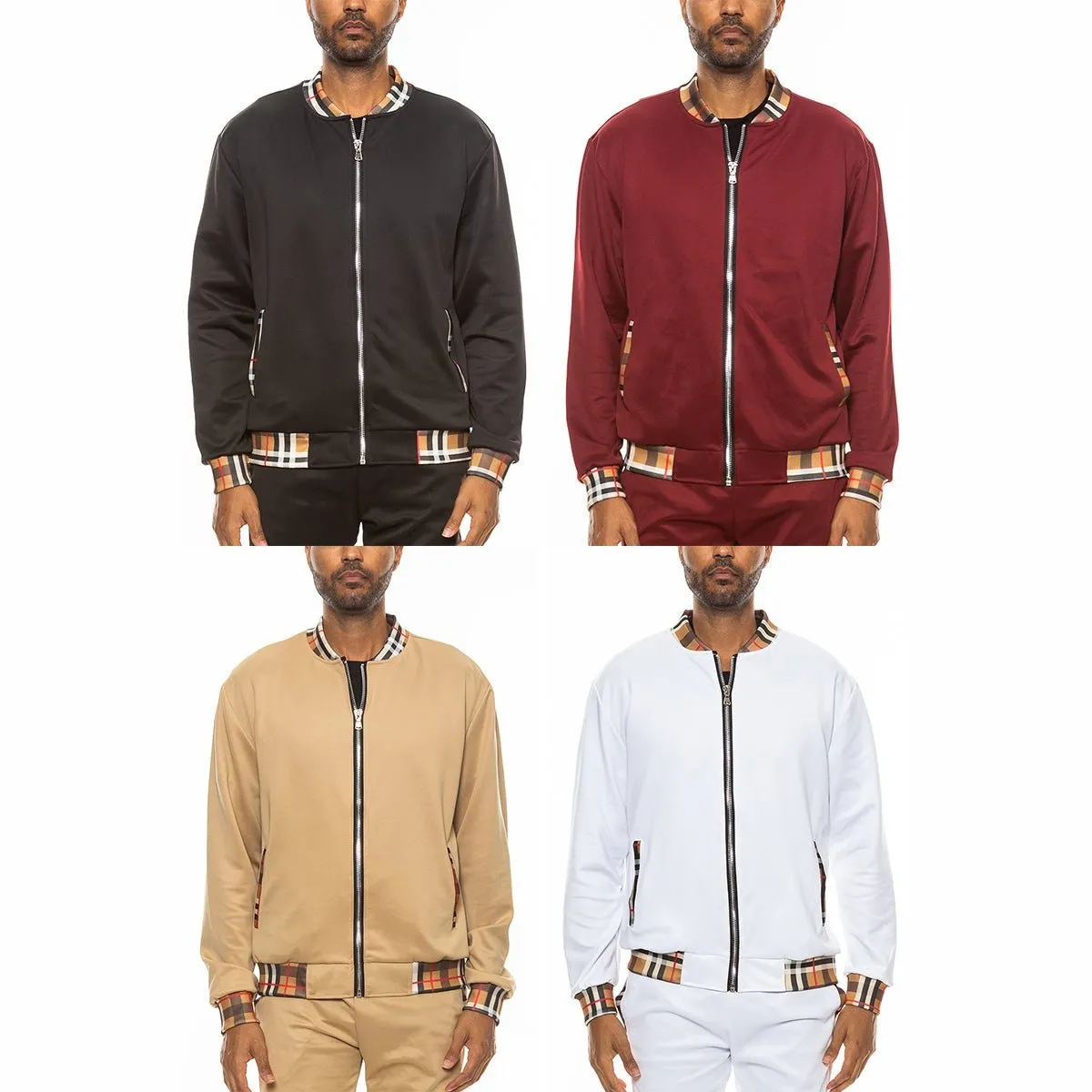 Checkered Detail Track Jacket (5 Colors)