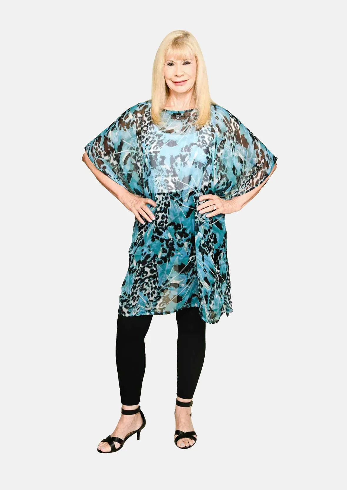 Chiffon Kaftan With Handkerchief Hem