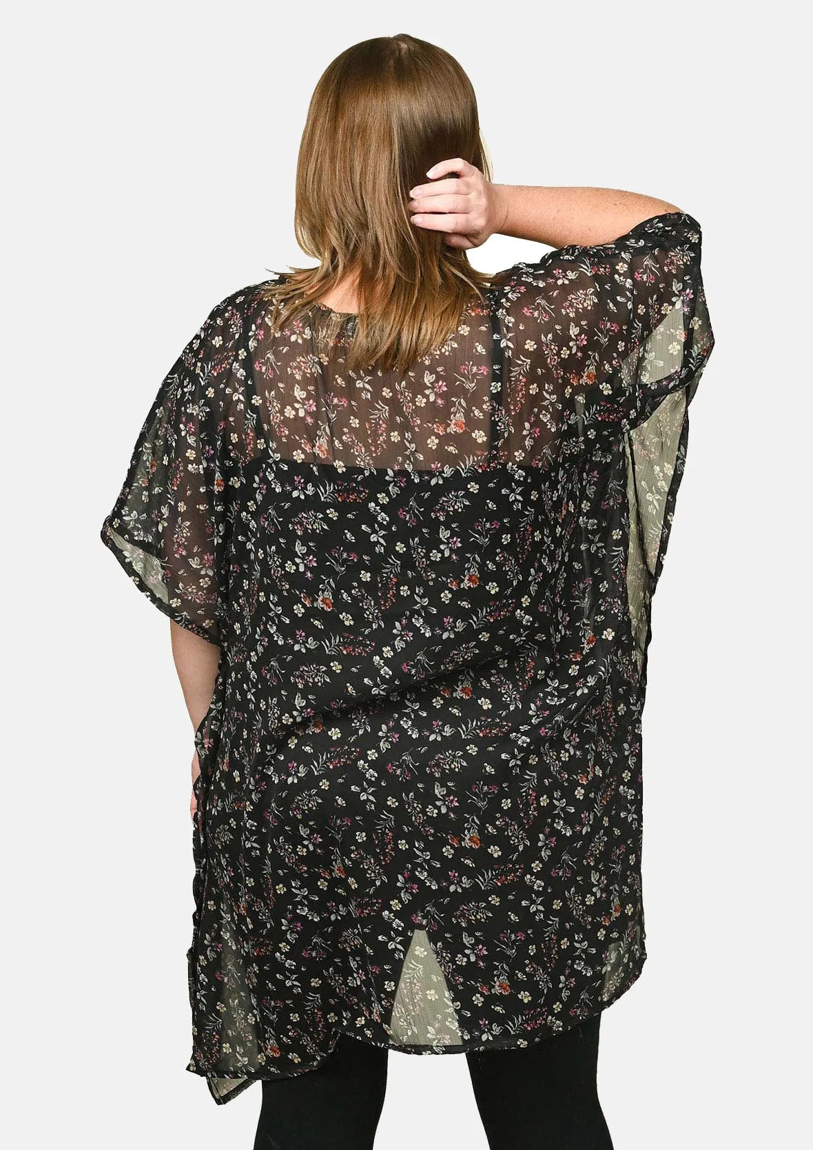 Chiffon Kaftan With Handkerchief Hem