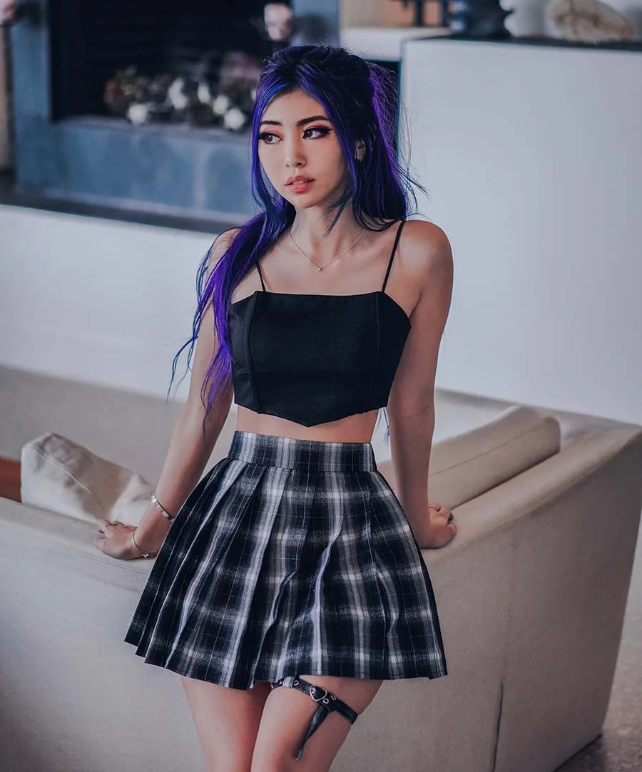 Cider Plaid Leg Strap Skort