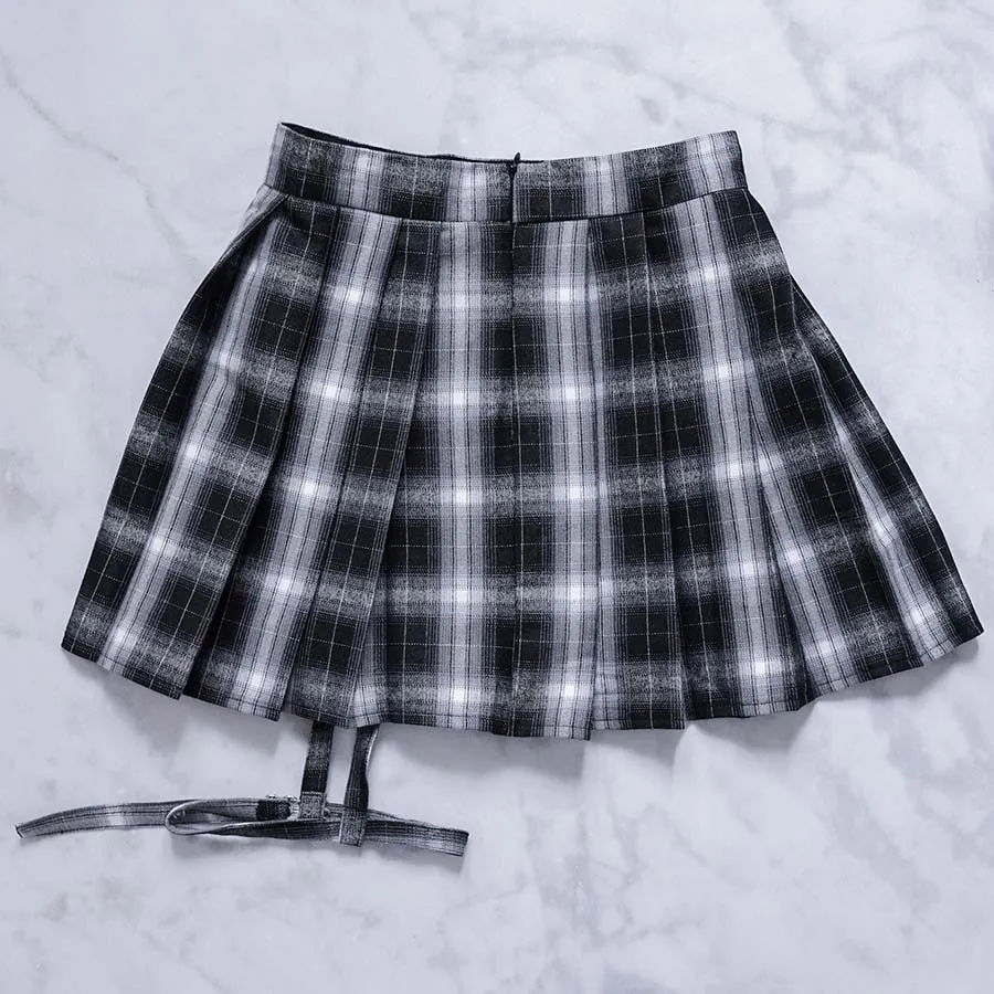 Cider Plaid Leg Strap Skort