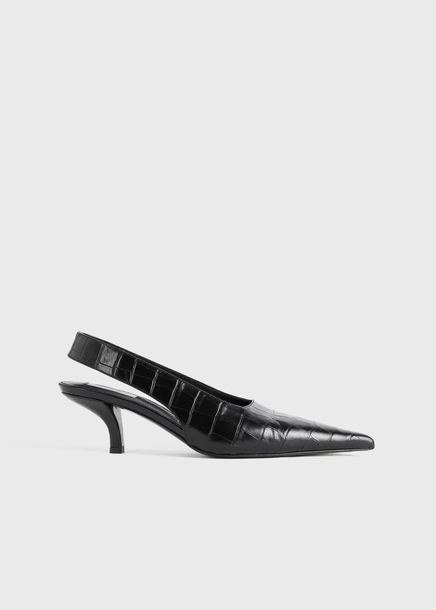 Classic croco-embossed slingbacks black