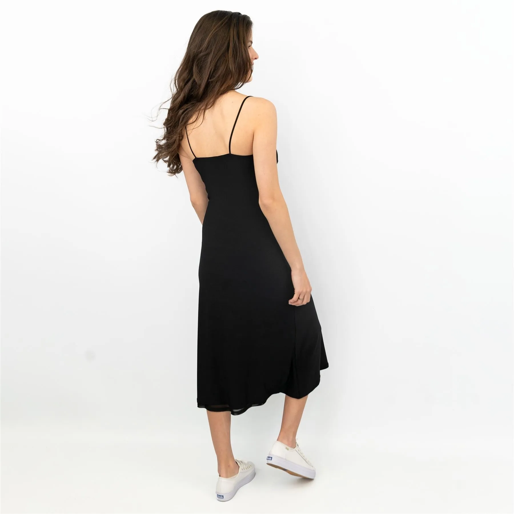 Coast Black Sleeveless Spaghetti Strap Lightweight Midi Dress