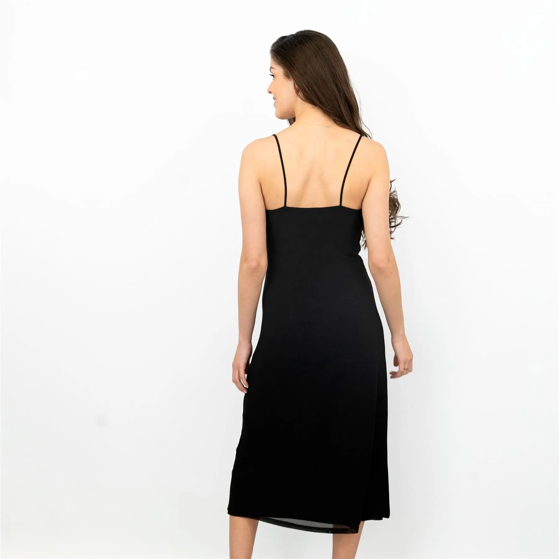 Coast Black Sleeveless Spaghetti Strap Lightweight Midi Dress