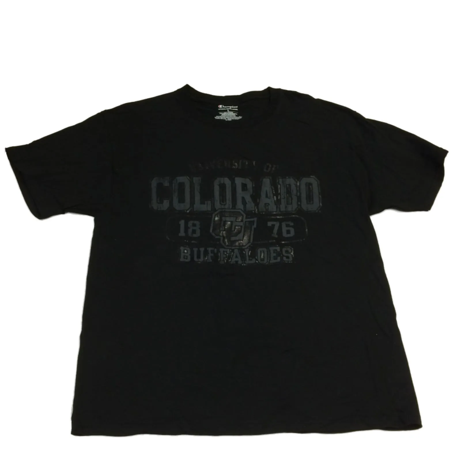 Colorado Buffaloes Champion Black Grunge Logo Short Sleeve Crew Neck T-Shirt (L)