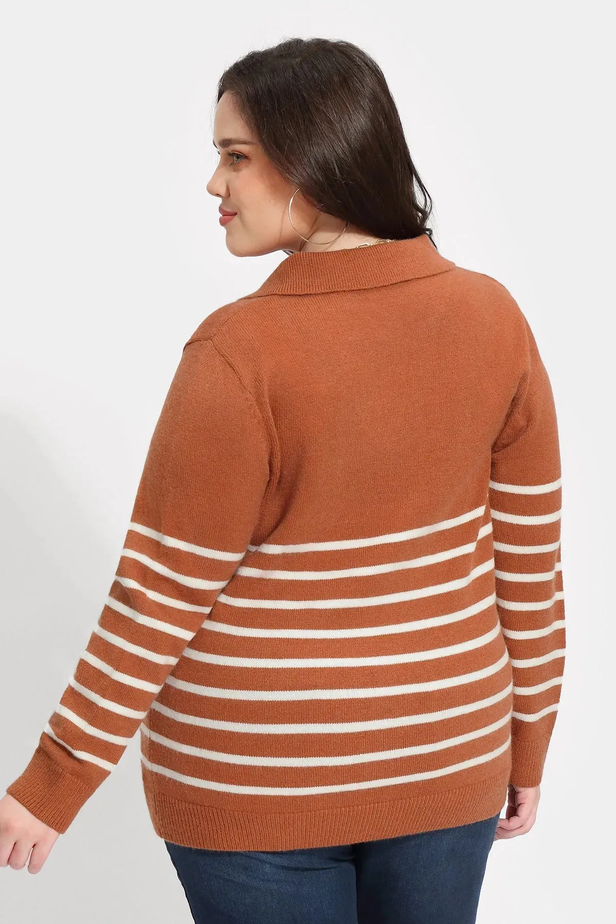 Colorblock Stripe V-neck Knitted Sweater