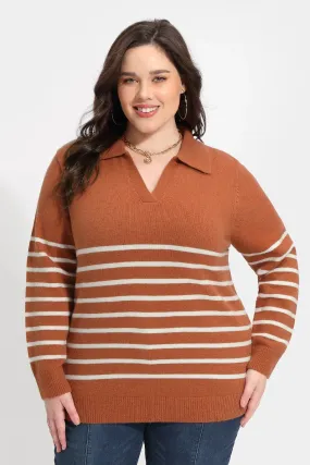 Colorblock Stripe V-neck Knitted Sweater