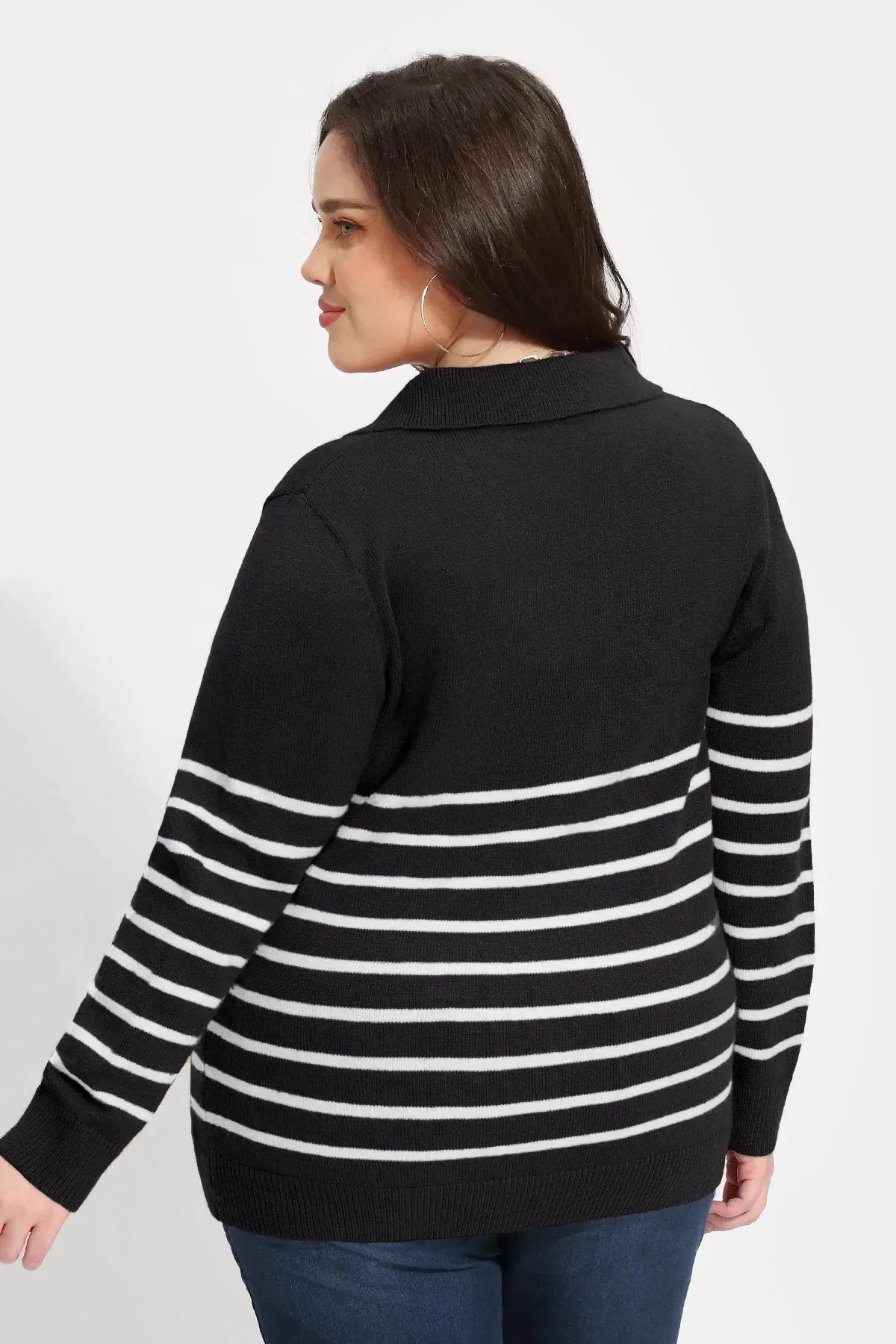 Colorblock Stripe V-neck Knitted Sweater